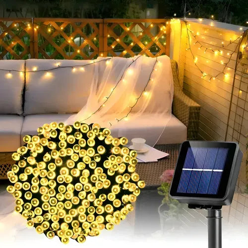 Luces Navideñas con Panel Solar | ¡Ideal para exteriores!