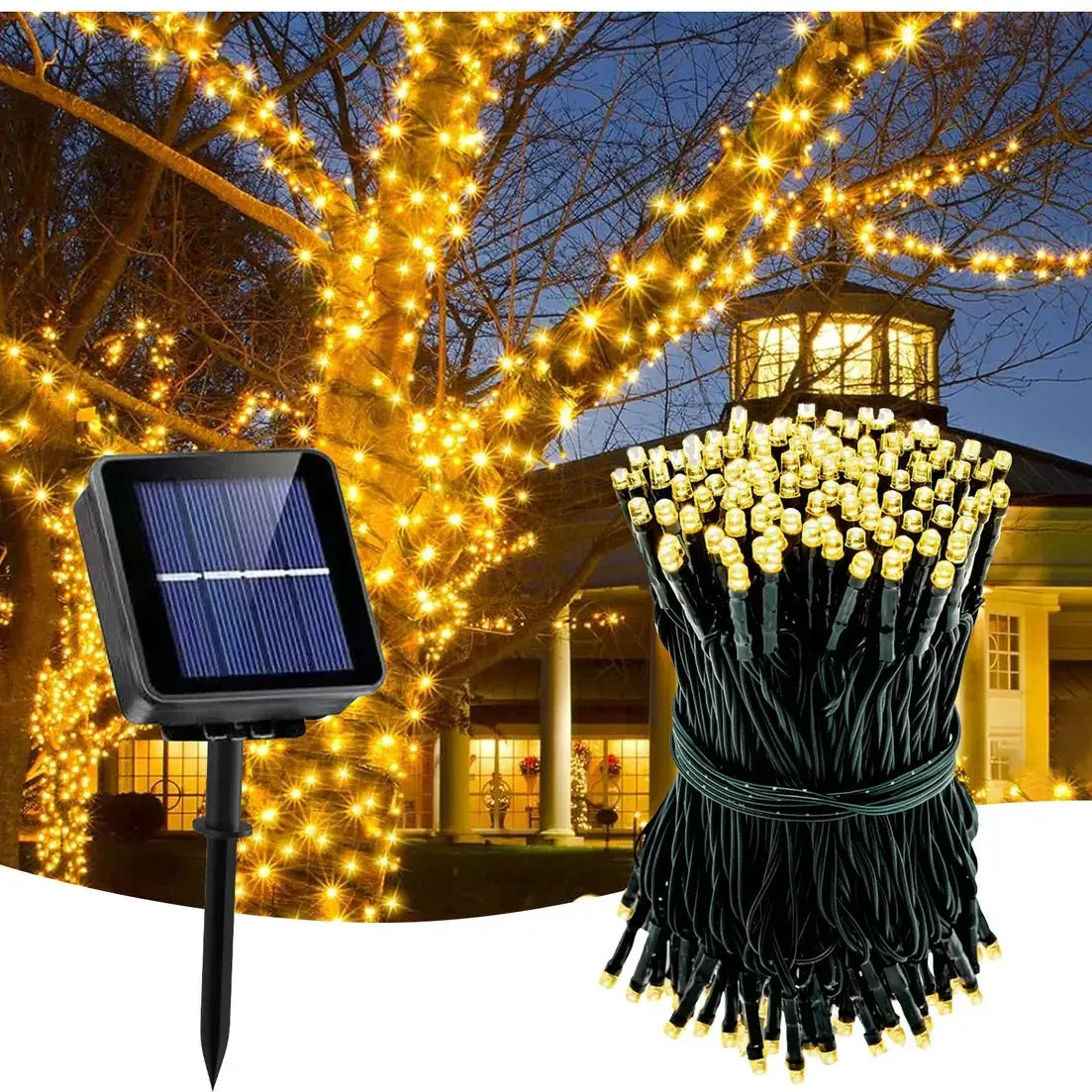 Luces Navideñas con Panel Solar | ¡Ideal para exteriores!