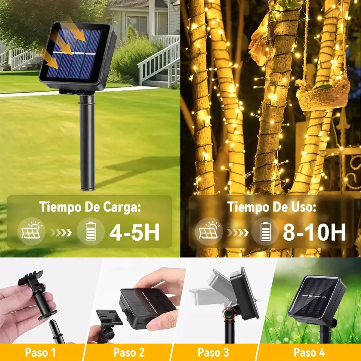Luces Navideñas con Panel Solar | ¡Ideal para exteriores!