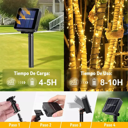 Luces Navideñas con Panel Solar | ¡Ideal para exteriores!